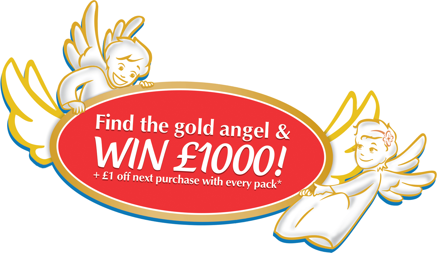 Find the gold angel and win £1,000! Plus £1 off next purchase with every pack*